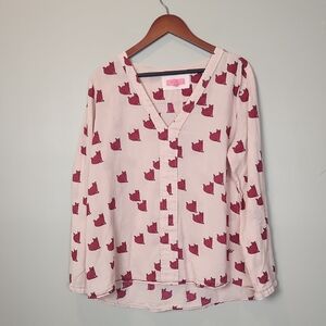 Van Den Bergh For Friends Collection Novelty‎ Cat Print Top Size 16